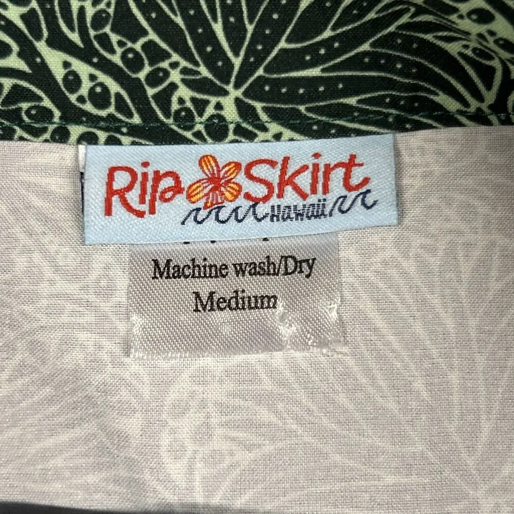 RipSkirt Hawaii Wrap Skirt Womens Medium Green Floral Length 4 Adjustable Beach
